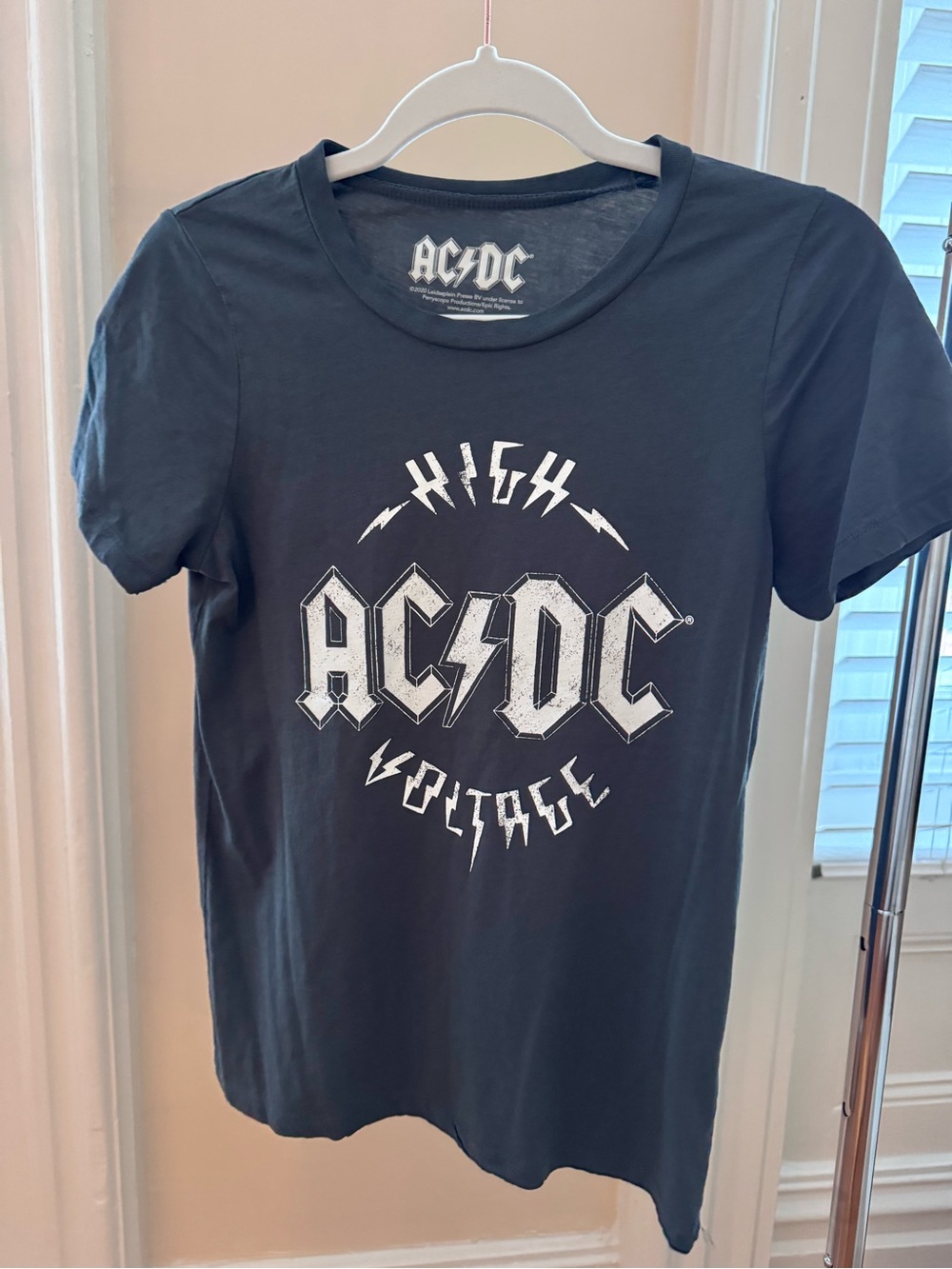AC/DC Black Kids Tee with White High Voltage Logo